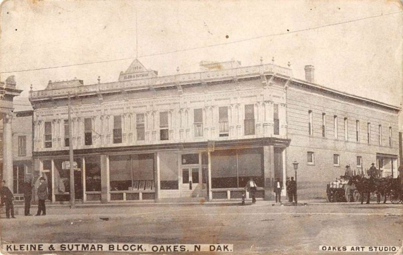 Oakes North Dakota birds eye view Kleine & Sutmar Block antique pc