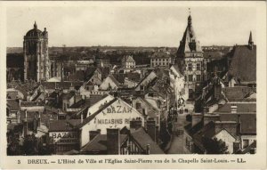 CPA DREUX L'Hotel de Ville et l'Eglise Saint-Pierre (1201555)