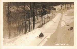 circa 1901-07 Bobsledding Lake Placid New York RPPC Postcard 2T7-153