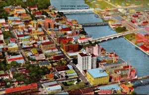 Illinois Rockford Aerial VIew Showing Downtown