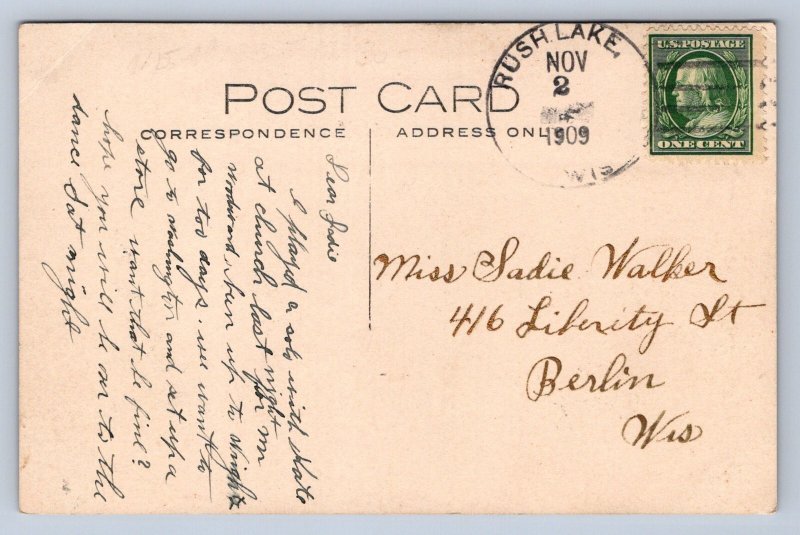 J90/ Ripon Wisconsin RPPC Postcard c1910 Main Street Stores  703