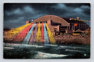 Auditorium Convention Hall Night View Atlantic City New Jersey Beach PM Postcard