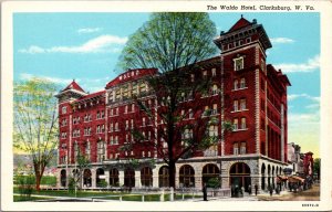 Linen Postcard The Waldo Hotel in Clarksburg, West Virginia