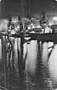 Vintage 1965 Constana Night Port View Romania Photo Postcard
