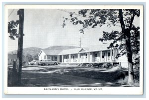 Leonard's Motel Cars In Front Bar Harbor Maine ME Unposted Vintage Postcard