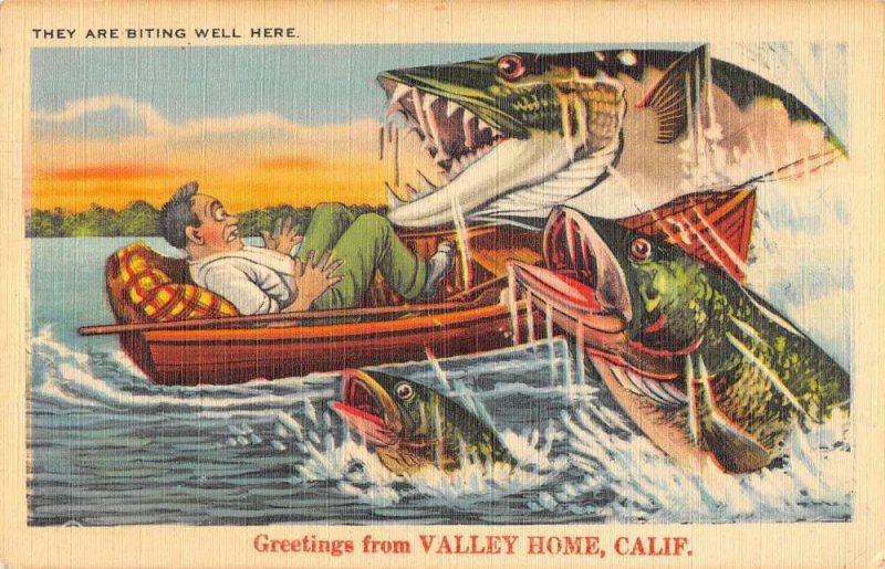 Valley Home California Greetings From fish exaggeration linen pc ZD549955