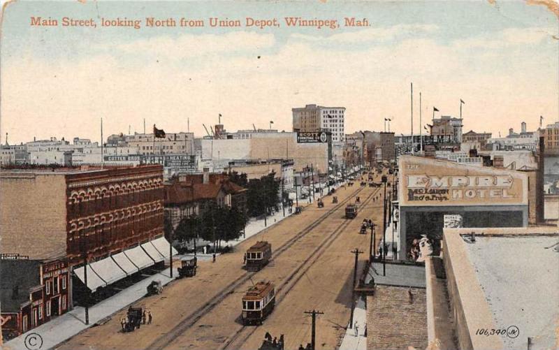 9957  Manitoba Winnipeg   Main Street, looking north from Union Depot