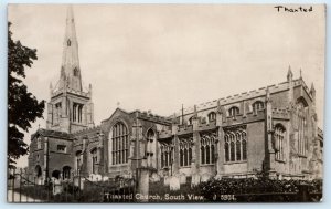 RPPC THAXTED Church south view Essex England UK Postcard