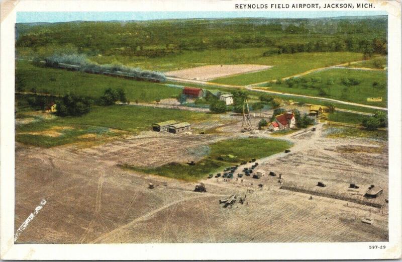 Reynolds Field Airport Jackson MI Michigan Postcard F11