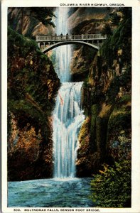 Vtg 1920s Multnomah Falls Benson Foot Bridge Columbia River Highway OR Postcard