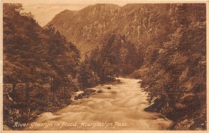 uk48430 river glaslyn in flood aberglaslyn pass wales real photo uk