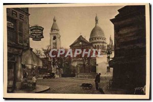 Old Postcard Paris Montmartre The Sacre Coeur viewed from the Place du Tertre