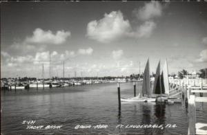 Ft. Lauderdale FL Bahia Mar Yacht Basin Real Photo Postcard