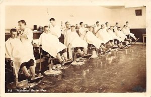 Regimental Barber Shop Real Photo People Working Unused 