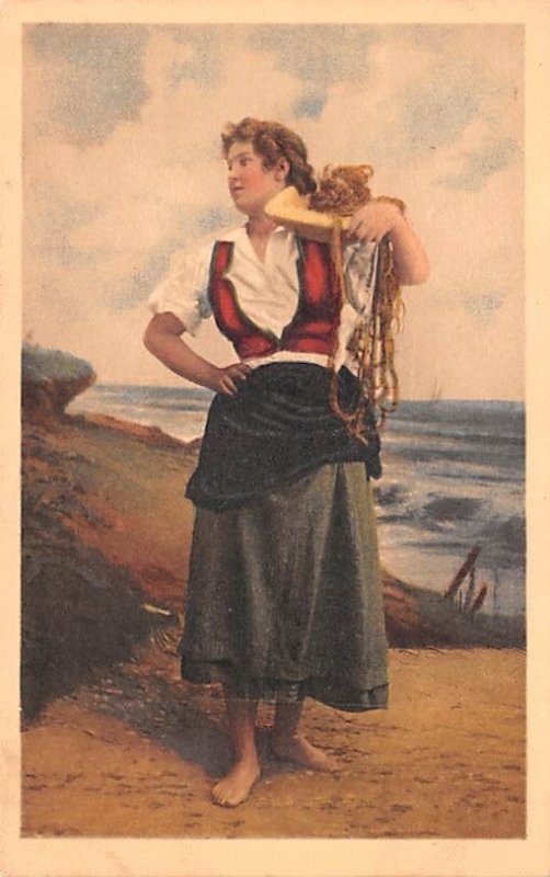 Woman on Shore Norway Paper on back 