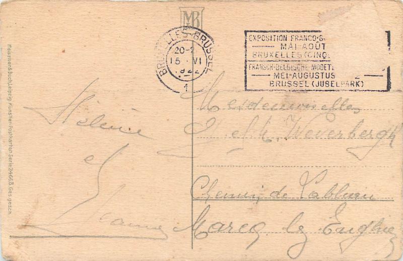 C. Klein roses flowers fantasy artist signed postcard