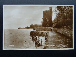 Isle of Wight RYDE Appley Tower / Children Playing on Beach c1930 RP Postcard