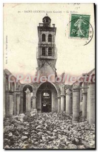 Postcard Old Saint Quentin War after the Belfry