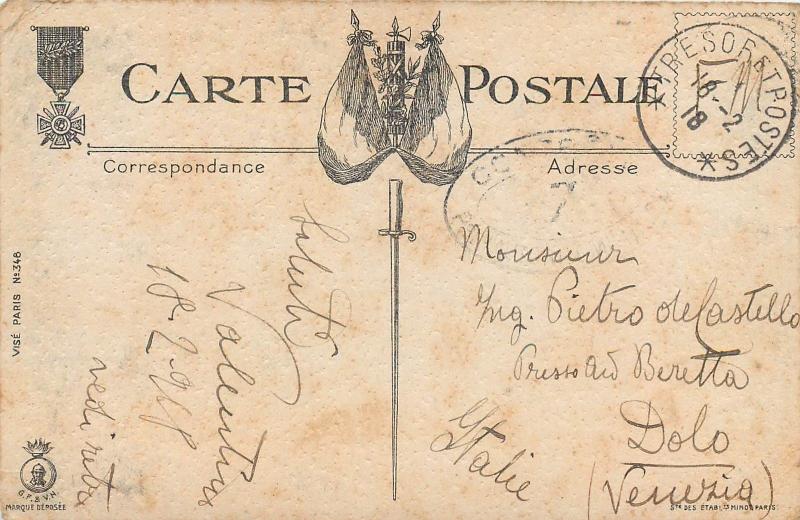 France Tresoret Postes Signed WW1 Italy Irredent military men soldiers trench