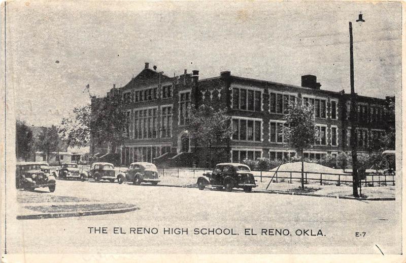 A54/ El Reno Oklahoma Ok Postcard 1939 The El Reno High School