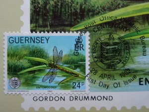 Guernsey First Day of Issue ENTOMOLOGY 3-D 1982 Stamp & Postcard