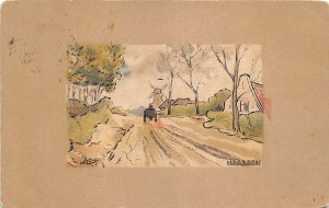 Lot152 artist signed  naarden painting postcard netherlands