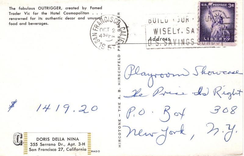 US    PC1672 THE OUTRIGGER, SAN FRANCISCO, CA