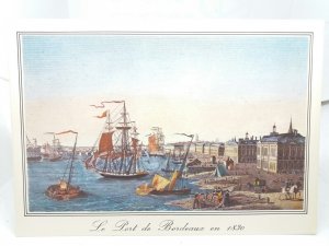 Le Port de Bordeaux France 1850 Vintage Art Painting Postcard