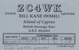 ARF Akrotiri British Soverign Base Cyprus QSL Radio Card