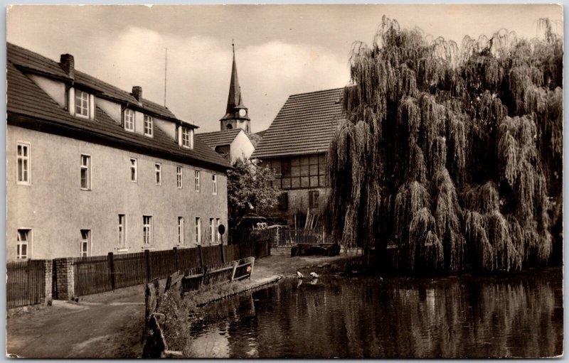 Unterwellenborn (Kr. Saalfeld) Am Teich Thuringia Germany Real Photo Postcard