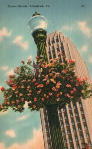 Allentown PA-Pennsylvania, Flower Stands Skyscraper Building, Vintage Postcard