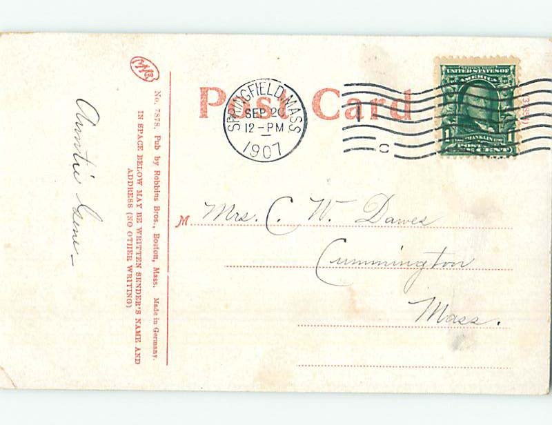 Divided-back CHURCH SCENE Springfield Massachusetts MA AD2097