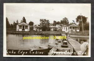 h3177 - AYER'S CLIFF Quebec 1948 Lake Edge Cabins. Real Photo Postcard