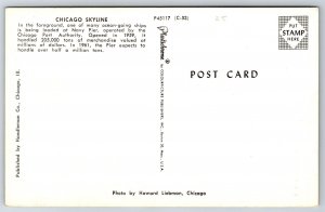 Navy Pier Loading Dock Cargo Ship Chicago Skyline C1950 Postcard J1