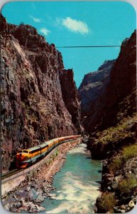 Trains The D & R G Railroad In The Royal Gorge Canyon Colorado