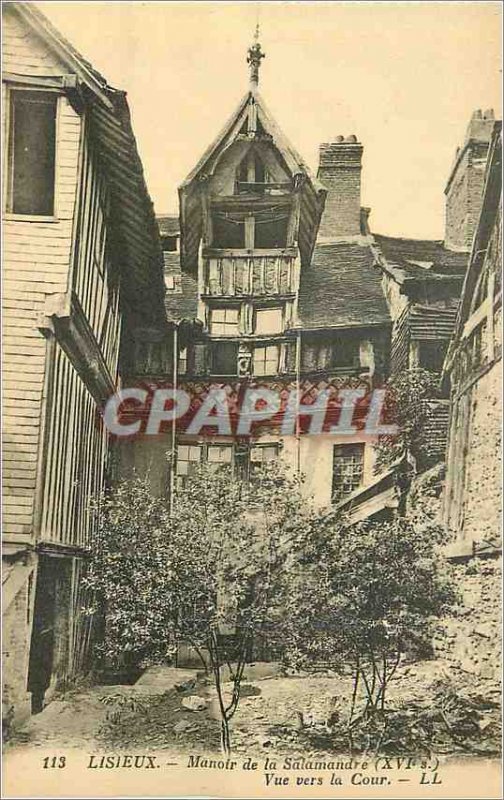 Old Postcard Lisieux 113 Manor salamander (xvi s) view into the courtyard