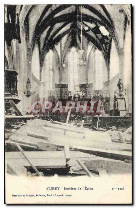 Postcard Old Army Flirey Interior of the church
