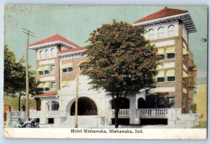 c1910's Hotel Mishawaka & Restaurant Classic Car Mishawaka Indiana IN Postcard