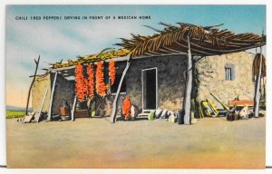 Chili (Red Pepper) Drying in Front of a Mexican Home