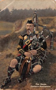 Scotland, UK Old Vintage Antique Post Card Pipe Major Seaforth Highlanders 19...