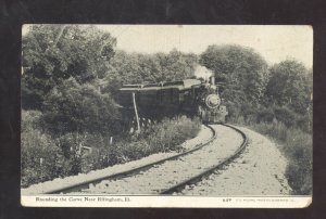 EFFINGHAM ILLINOIS RAILROAD TRAIN ROUNDING THE CURVE VINTAGE POSTCARD 1910