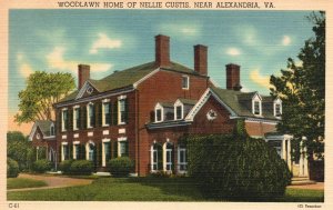 Vintage Postcard 1930's Woodland Home of Nellie Custis Alexandra Virginia VA