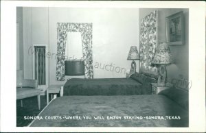 Sonora, Texas - Hotel room interior - vintage Sutton County, TX photo Postcard