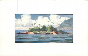 Belgian Congo Shipping Company navigation island scenic artist postcard 1920s