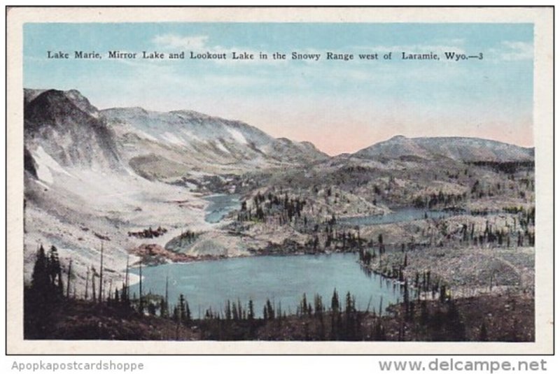 Wyoming Laramie Lake Marie Mirror Lake And Lookout Lake In The Snowy Range We...