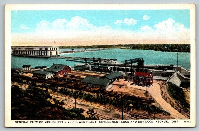 Mississippi River Power Plant  Keokuk  Iowa   Postcard  c1925