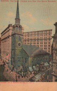 Vintage Postcard 1909 Old South Parish Church And Building Boston Massachusetts