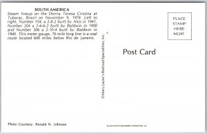 South America #154 2-8-2 Built By Alco # 204 2-6-6-2 Built Train Postcard