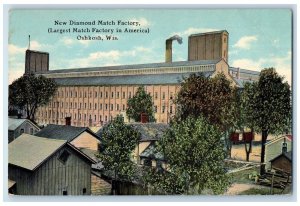 1913 New Diamond Match Factory Exterior Building Oshkosh Wisconsin WI Postcard 