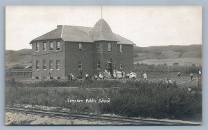 LUMSDEN SCOTLAND PUBLIC SCHOOL ANTIQUE REAL PHOTO POSTCARD RPPC